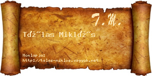 Tálas Miklós névjegykártya