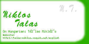miklos talas business card